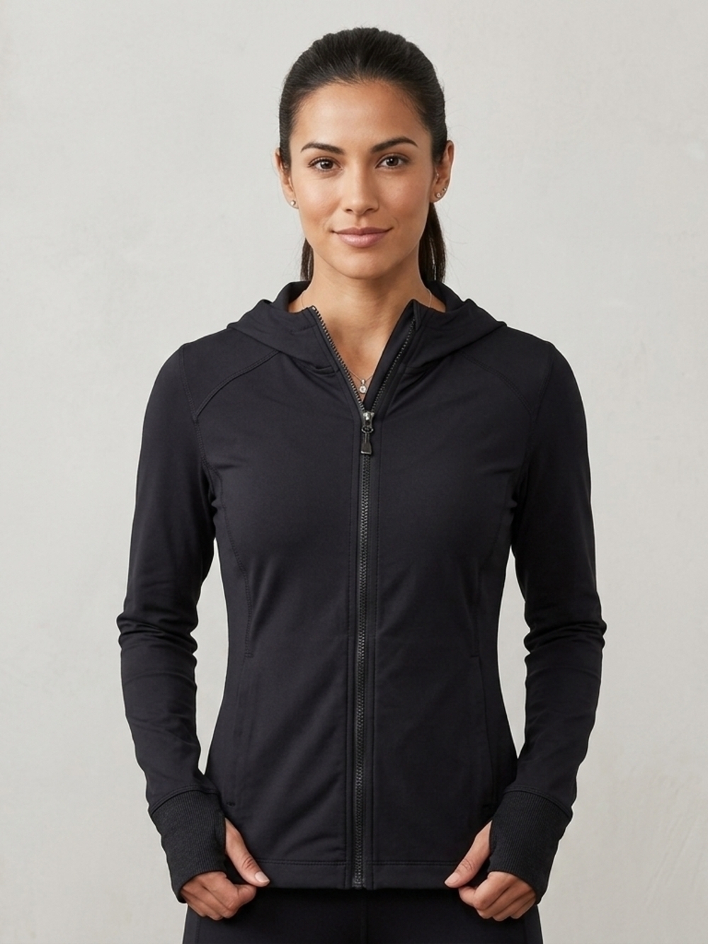 Shambhala Black Women's Full-Zip Hooded Jacket Size Med